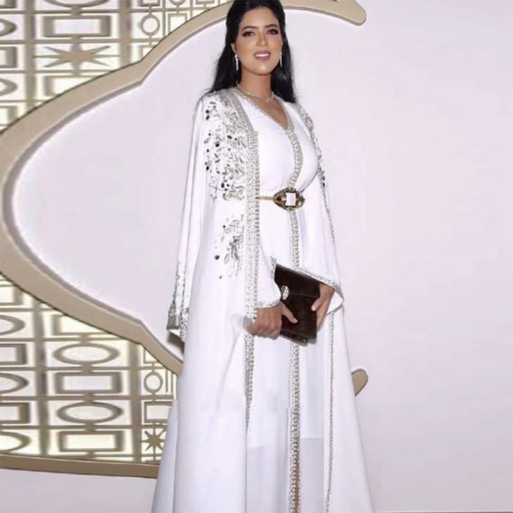 Muslim A-line Prom Dresses Long Sleeves Wedding Party Formal Evening Gowns Customize Bohemian Sandi Arabic Dubai Robe De Soiree