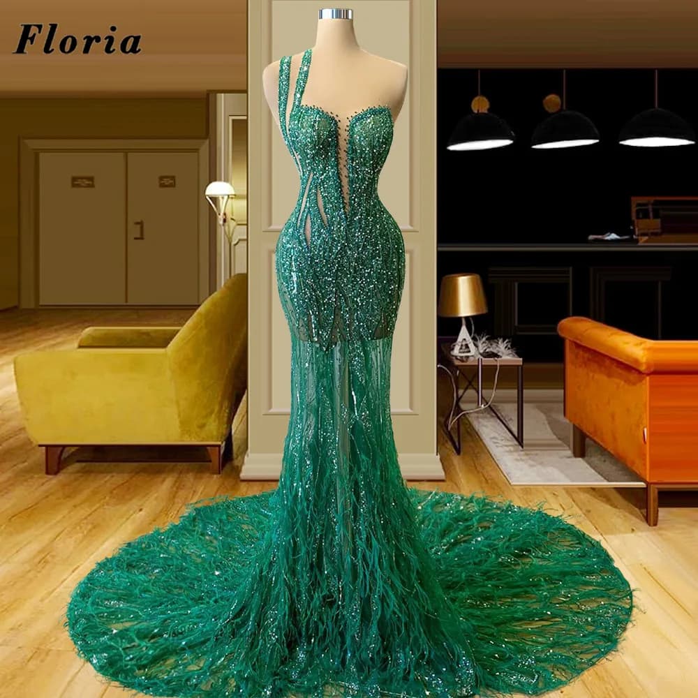 Floria 2025 New Arrival Mermaid Evening Dresses Party Gowns Customized Arabic African Prom Dress With Beaded Celebrity Gowns