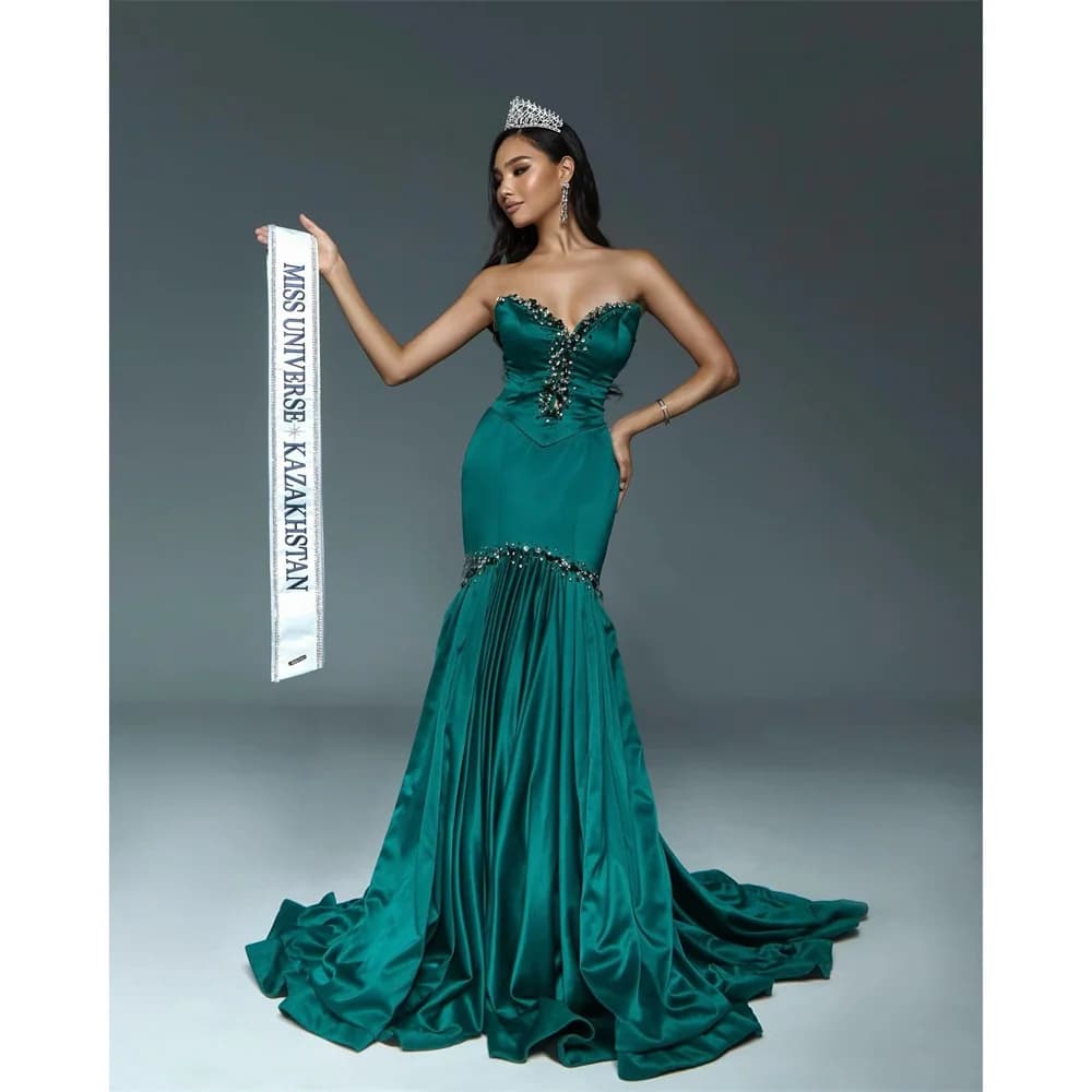 Lucy Satin Sweetheart green Mermaid Evening Dress Formal Glamorous Elegant Luxury Beading 2026 Customized Robes de Soirée