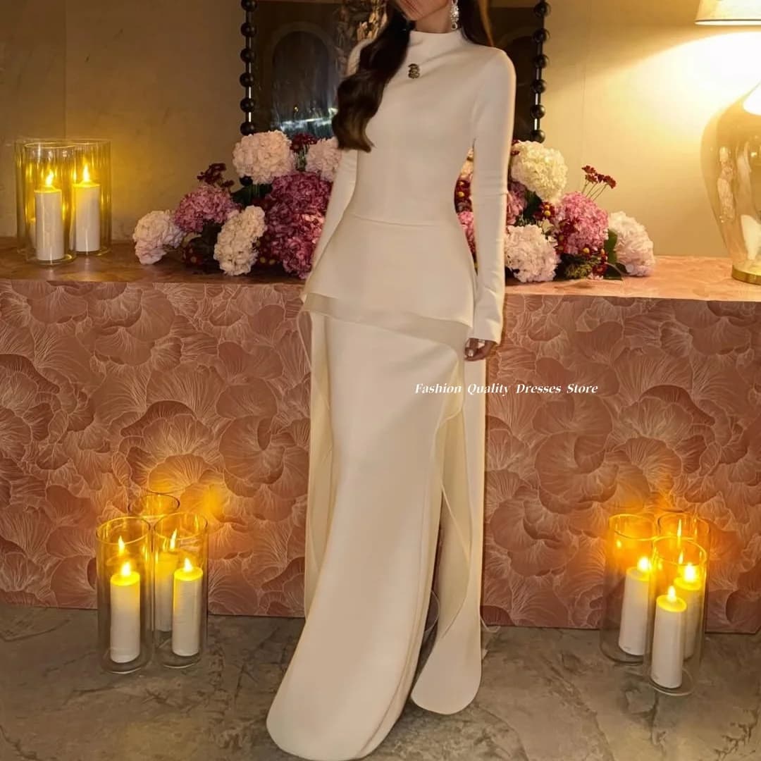 Evening Dresses 2026 Ivory Mermaid Prom Dress Long Sleeve Wedding Guest Dress vestido elegantes de fiesta Customized