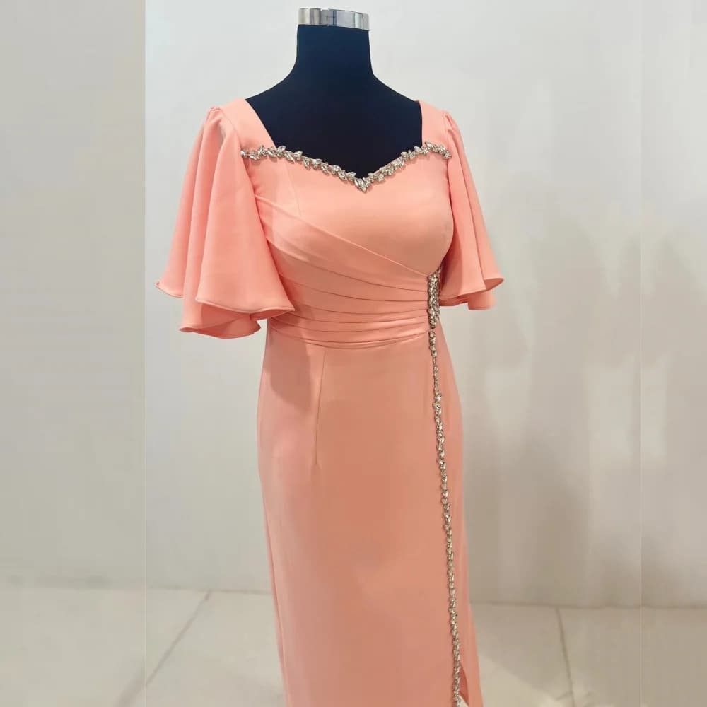 Customized Classic Women's Evening Gowns Rhinestone Straight Midi Dresses Glitter Party Gown for Wedding Guest Dress