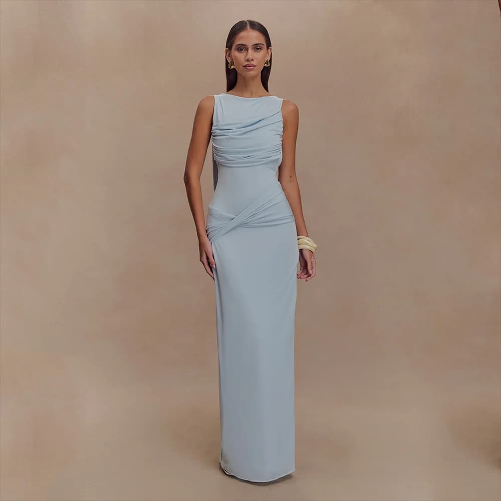 Simple Evening Dresses Pleat Boat Neck Sleeveless Straight Evening Gowns Floor Length Prom Dresses Dress Customized 2026