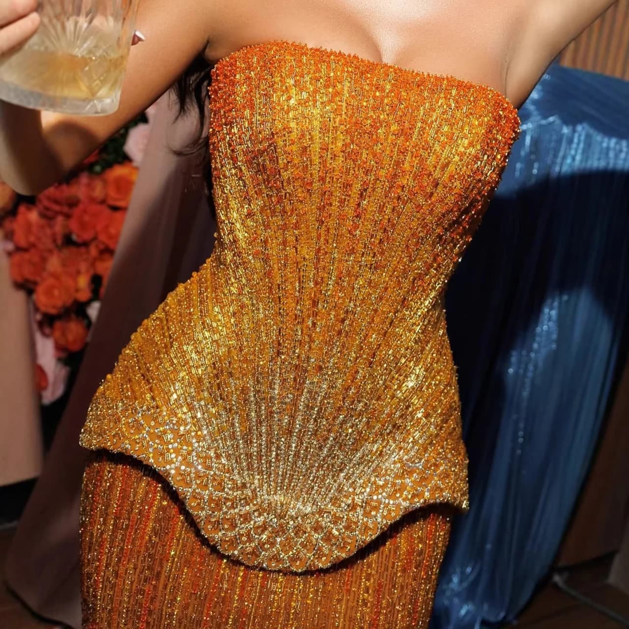 Wasisi 2026 Luxury Orange Two Pieces Corset Mermaid Evening Dress For Women Formal Wedding Party ELA73444 Customized
