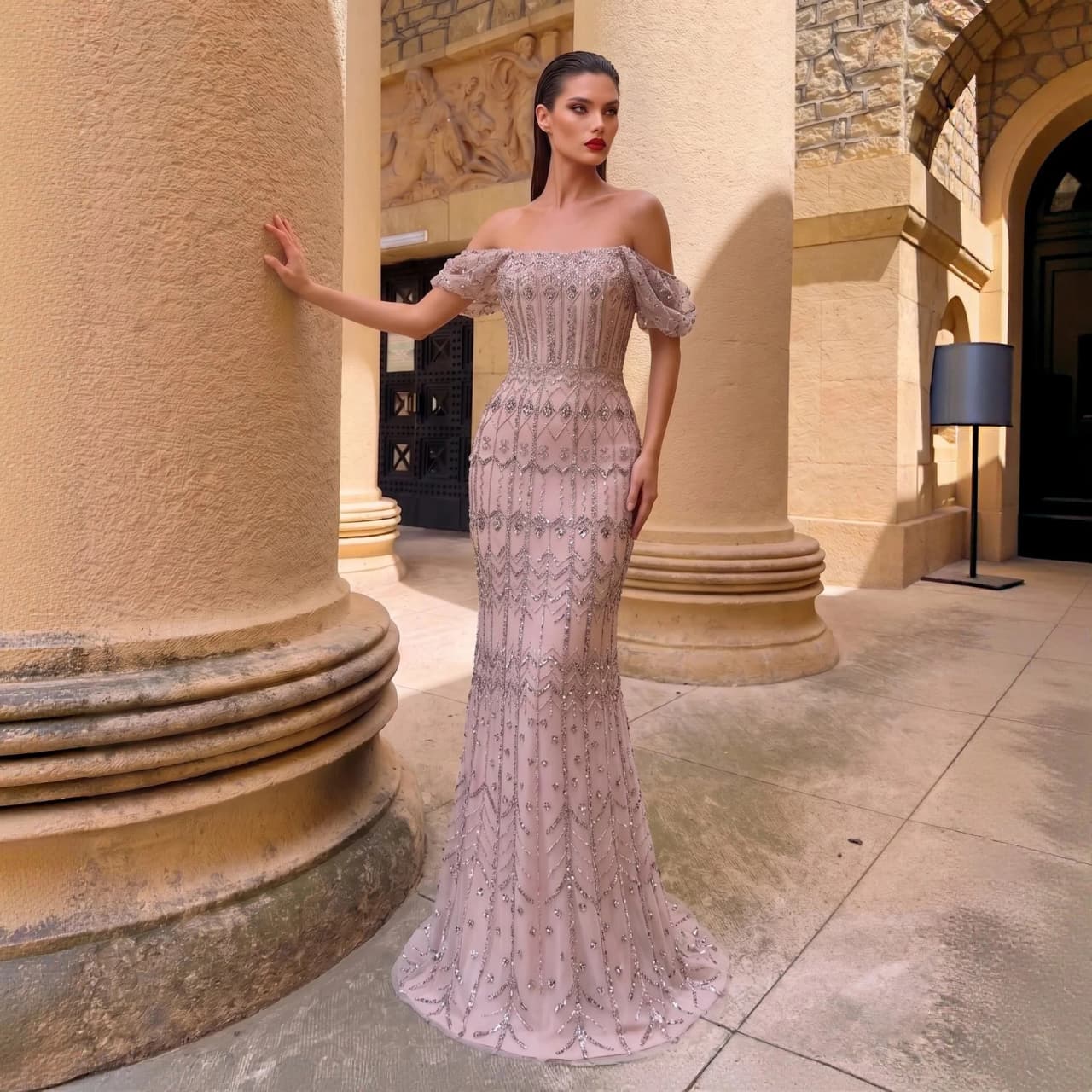 Sharon Said Arab Burgundy Mermaid Evening Dress with Cap Sleeve Luxury Dubai Pink for Women Wedding Party Gowns SS291 Customized