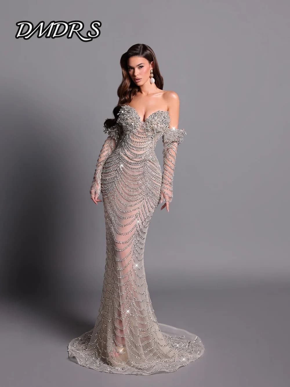 DMDRS Sweetheart Evening Dress 2026 Elegant Sleeveless Party Gown Formal Gloveless Beaded Floor-Length Party Dress فساتين سهرة