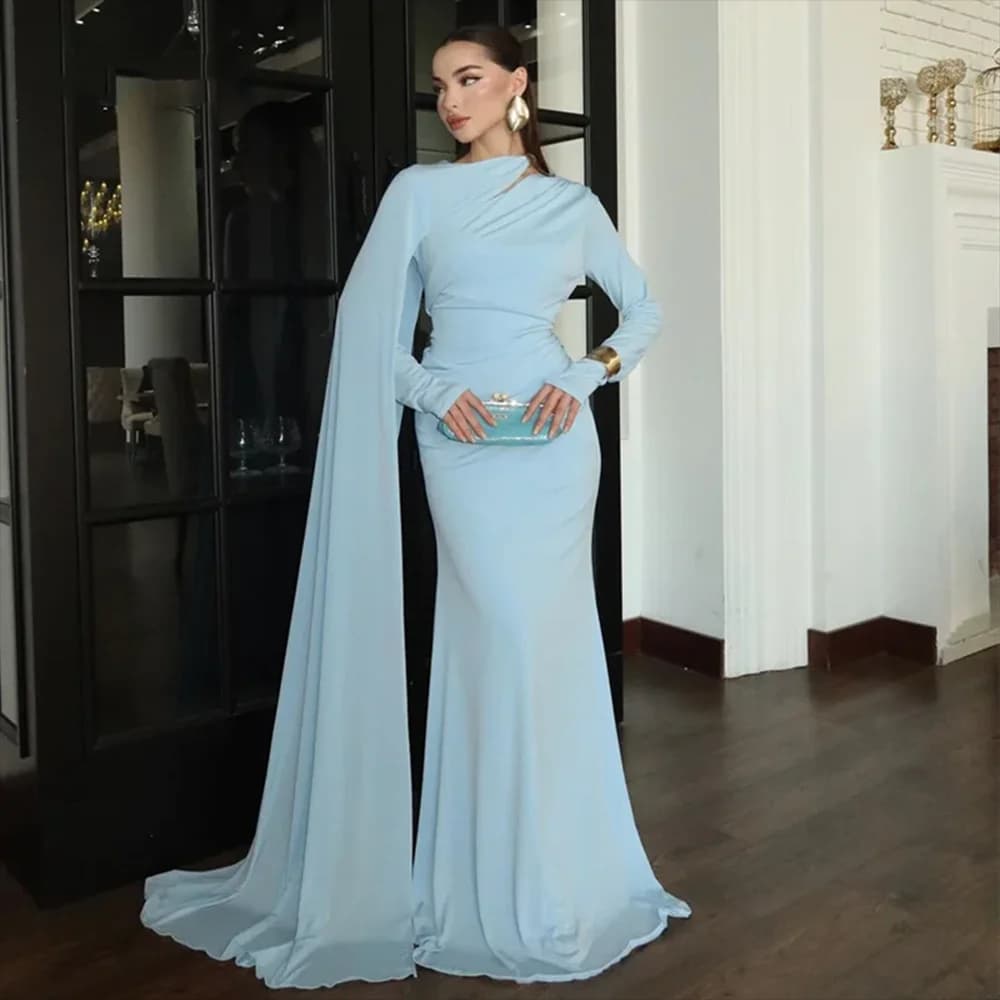 Simple Evening Dresses Elegant Long Sleeves High Collar Mermaid Evening Gowns Floor Length Prom Dresses Dress Customized 2026