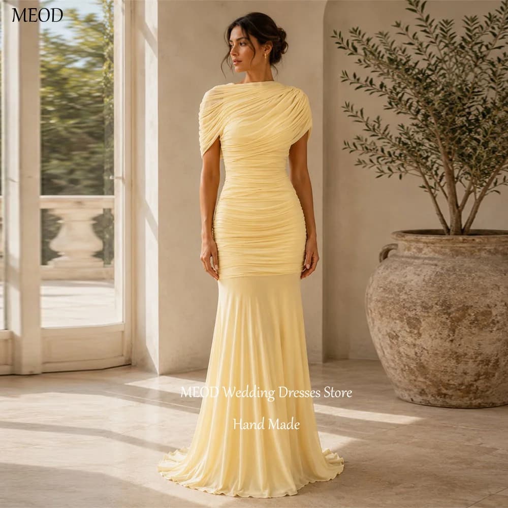 MEOD Chiffon A Line Evening Dresses O Neck Formal Elegant Prom Gowns Floor Length Vintage Modern Vestidos De Fiesta Customized