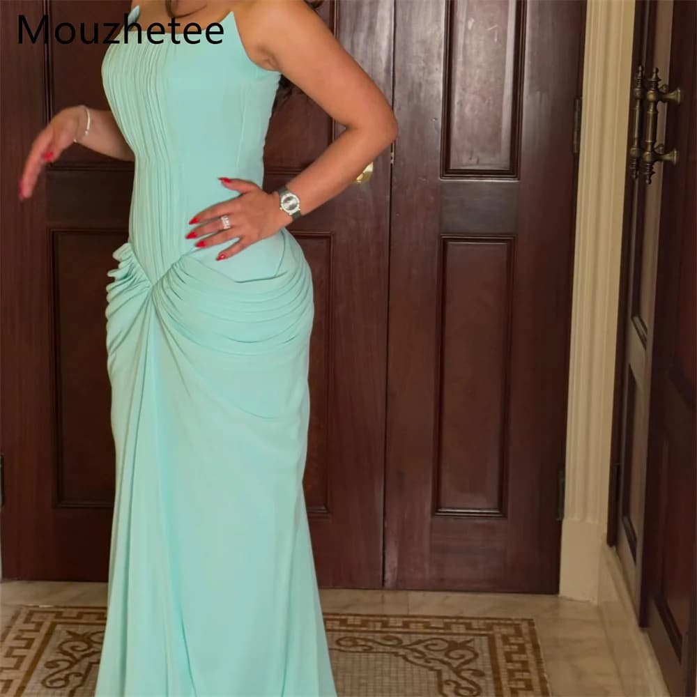 Mouzhetee A-Line Straples Pleat Sleeveless Simple Evening Dresses Formal Dresses for Women Elegant Prom Gowns Custom Made 2026