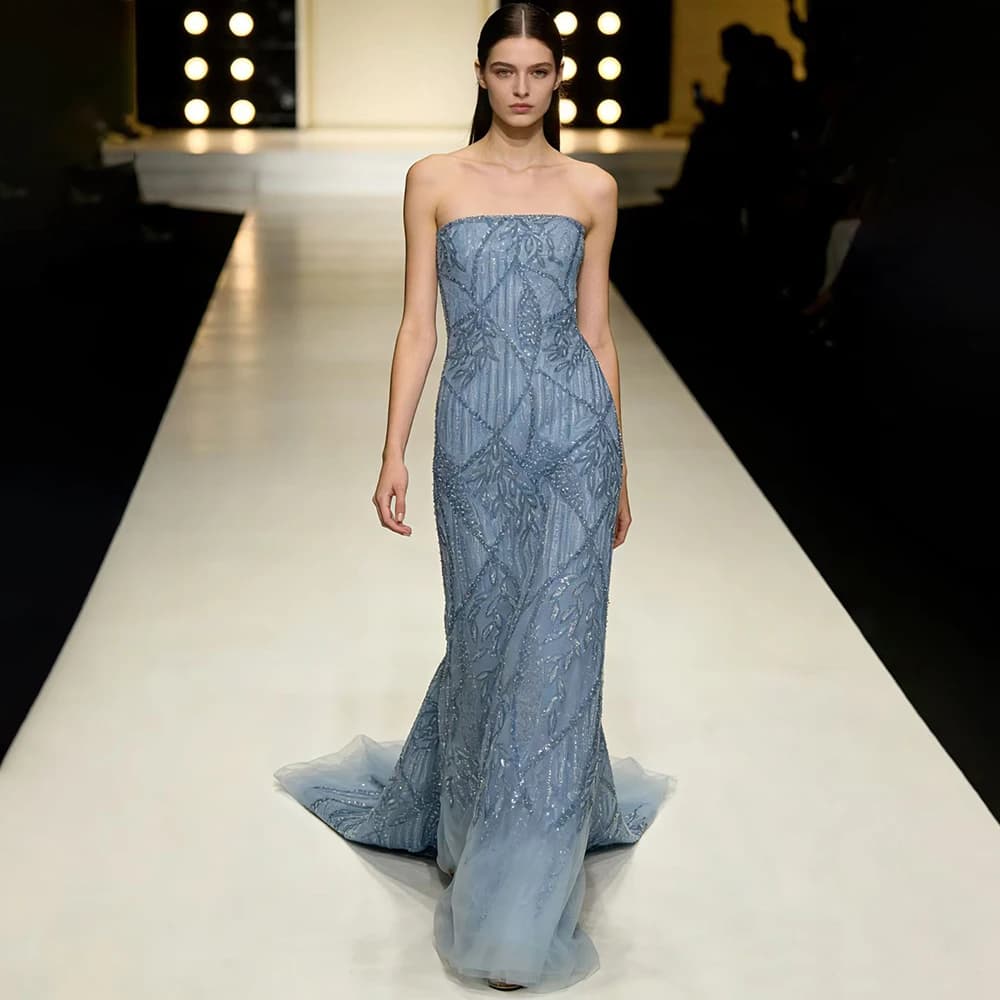 Luxury Evening Dresses Formal Sleeveless Chapel Train Beading Long Dress Elegant Sleeveless Gorgeous Guest Gowns Vestidos
