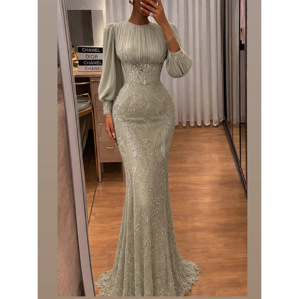 MVOZEIN New Arrival Mermaid Evening Dress Satin A-Line Round Collar Wedding Guest Dresses Elegant Women's Wedding Party Attire