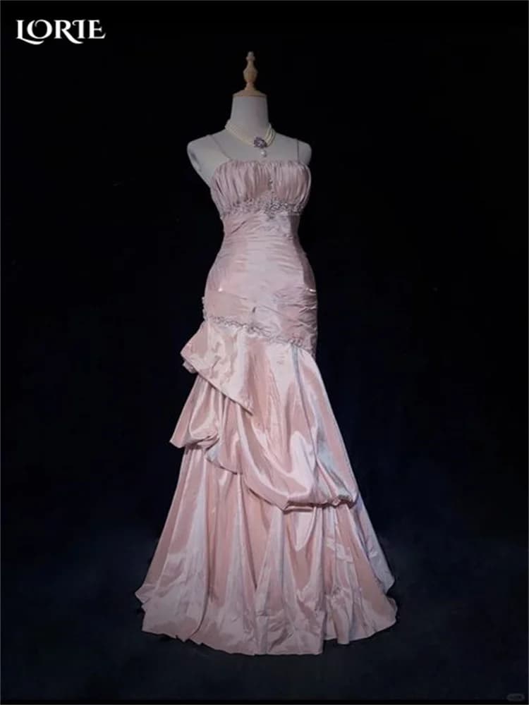 LORIE Pink Saudi Evening Dresses Elegant One Shoulder Ruched A-Line Pleats Arabia Prom Gown Shiny Party Dresses Customized Club