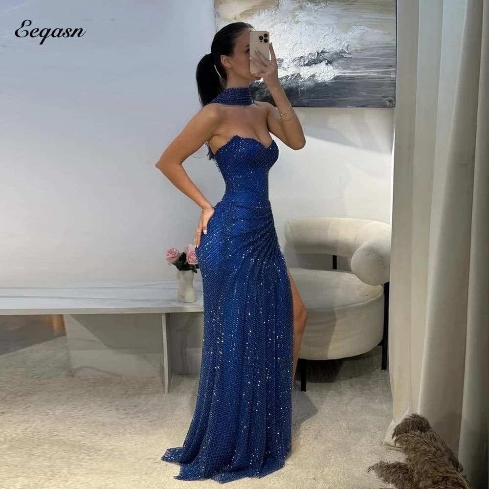 Sexy Women Evening Dresses Sweetheart Mermaid Vestidos De Noche Corset Back Bespoke Occasion Dresses Side High Split Customized