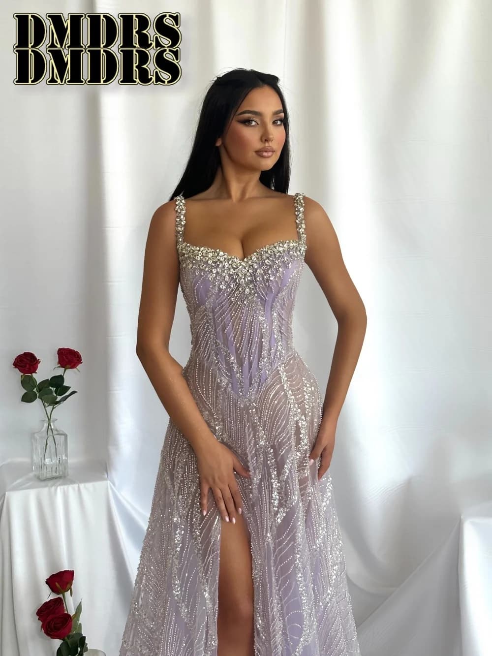 Graceful Spaghetti Strap Evening Dress 2026 Romantic Crystal Beaded Party Gown Charming A-Line Floor Length Party Dresses فساتين