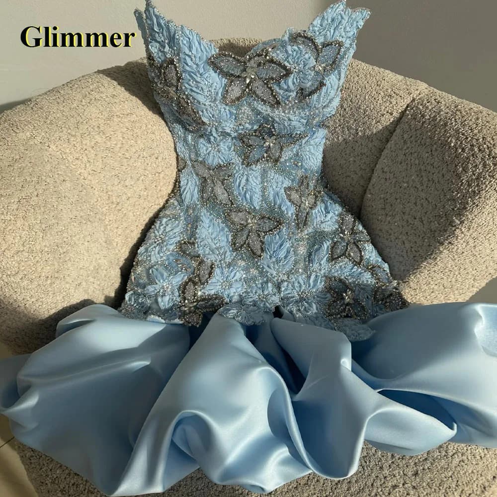 Glimmer Modern V-neck Short Cocktail Dress Rhinestones Beading Sleeveless Special Occasion Dress Vestido De Noche Customized