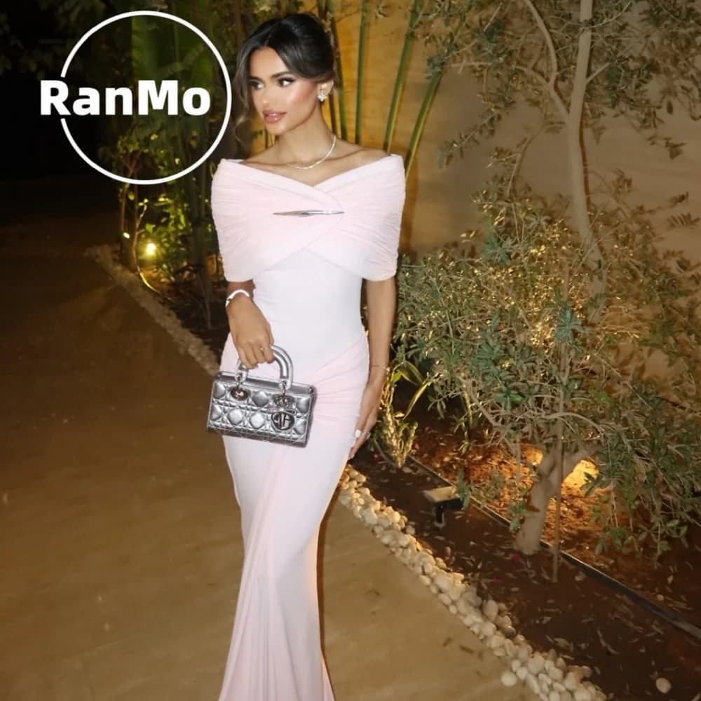 Ranmo Customized 2026 New Pink Mermaid Off Shoulder Prom Dresses Vestidos De Fiesta Pleated Corest Floor Length Evening Dresses