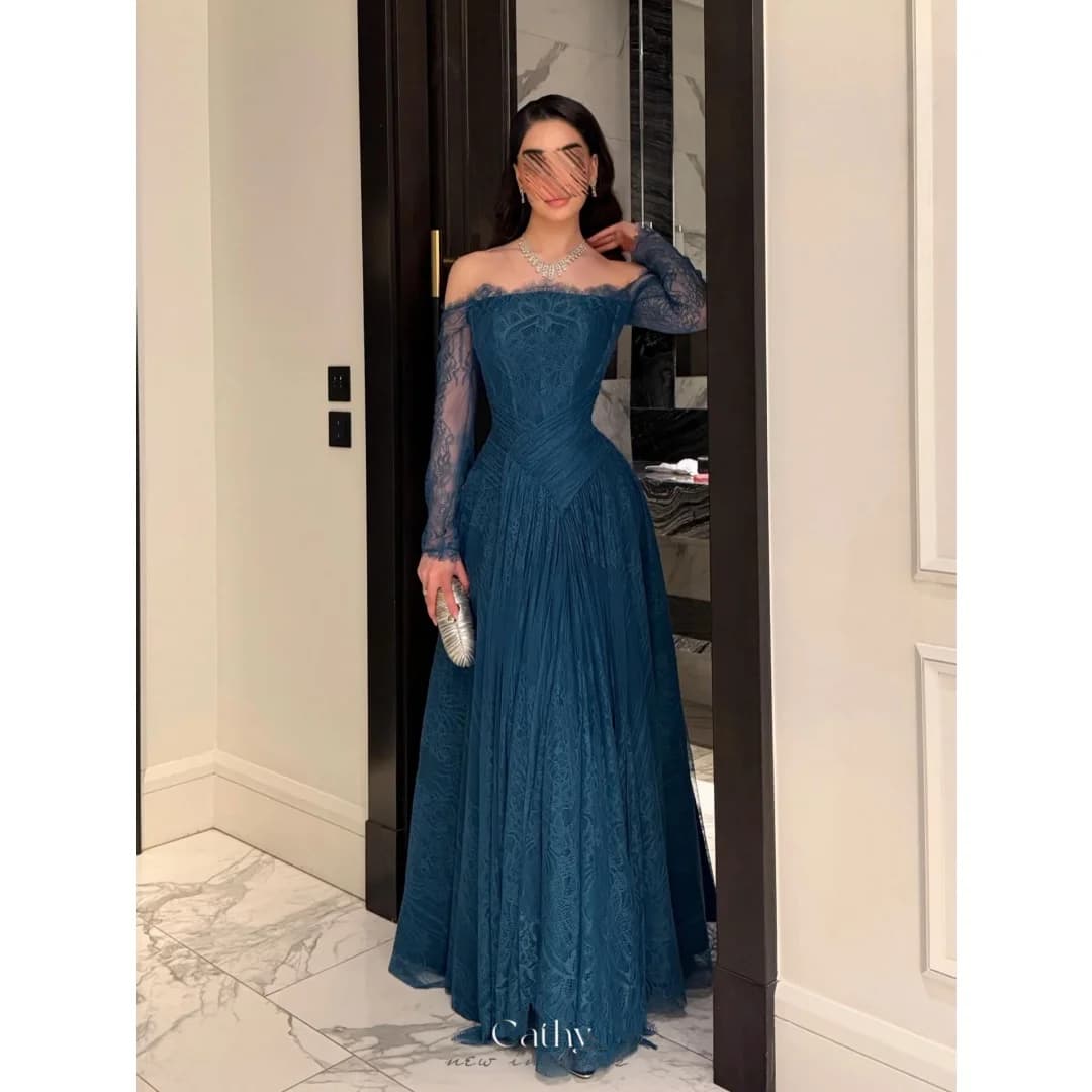 Cathy Customized Navy Blue Sweetheart Neck Detachable Cape Prom Dress Sequins A-line vestidos de noche Floor-Length Formal 2026