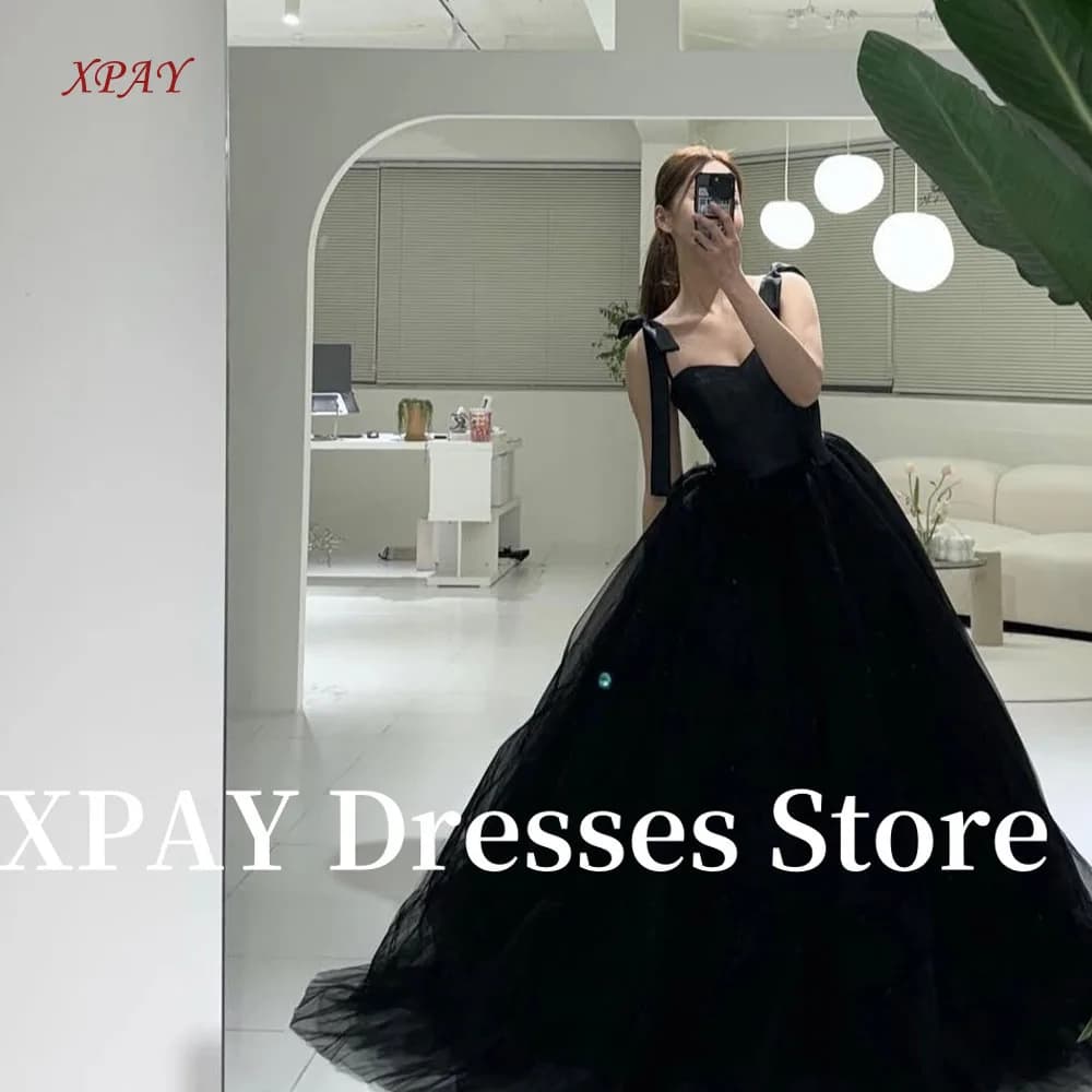 XPAY Sweetheart Black Evening Dresses Korea Photo shoot Wedding Straps Bolero Tulle Bridal Gowns 웨딩드레스 Customized Princess