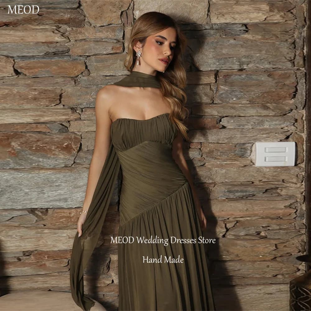 MEOD Chiffon Evening Dresses Ribbons Sweetheart A Line Formal Prom Gowns Sleeveless Elegant Floor Length Modern Dress Customized