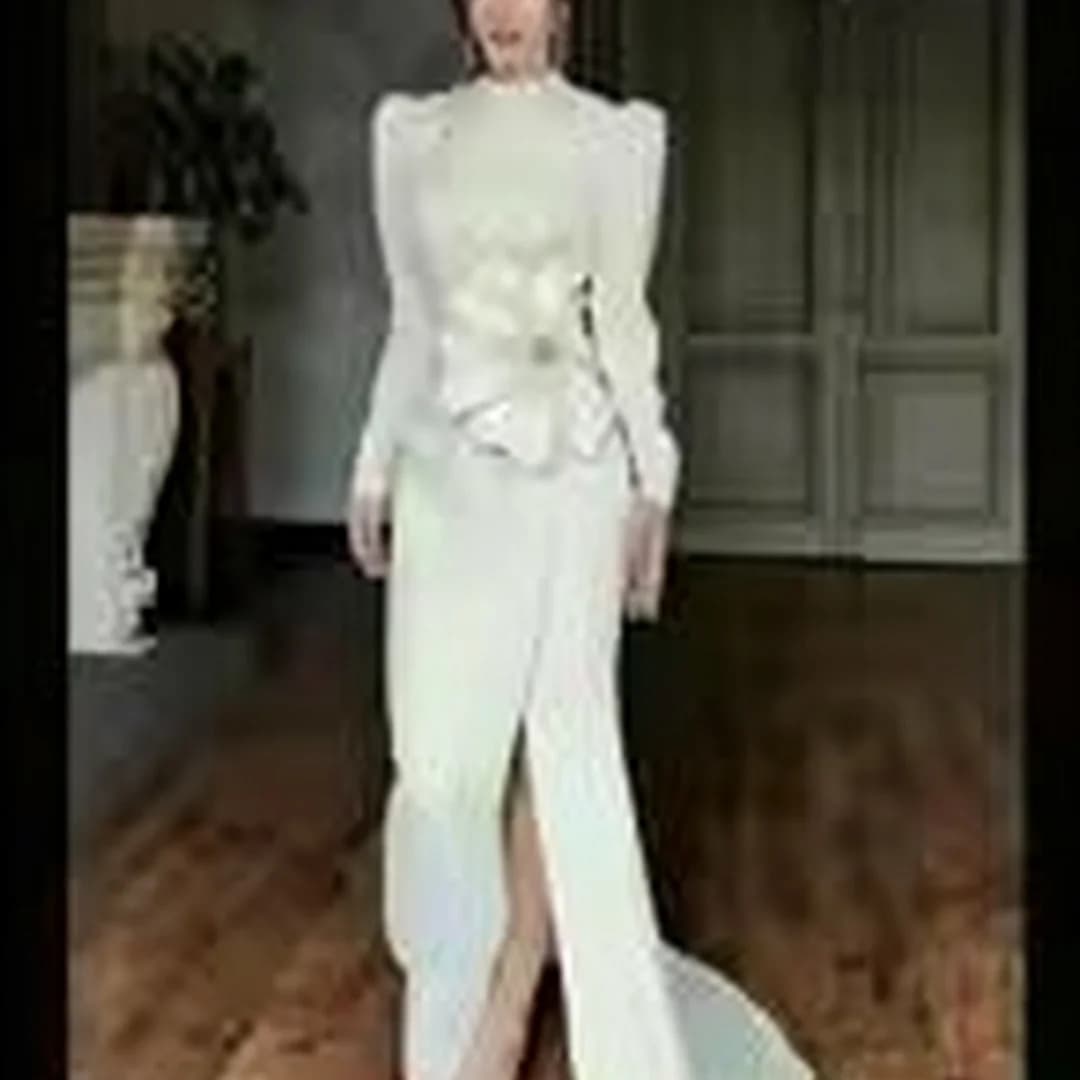 Customized Mermaid Long Sleeves Pleated Flower Beadings Floor Length  formal evening dresses birthday party prom gowns for women