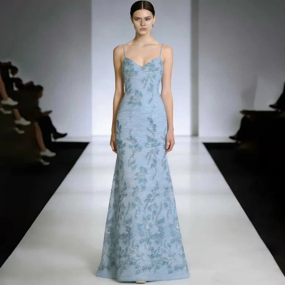 Luxury Evening Dresses for Elegant Women Elegant Spaghetti Strap Sleeveless Floor Length Gowns Special Occasion Prom Dress