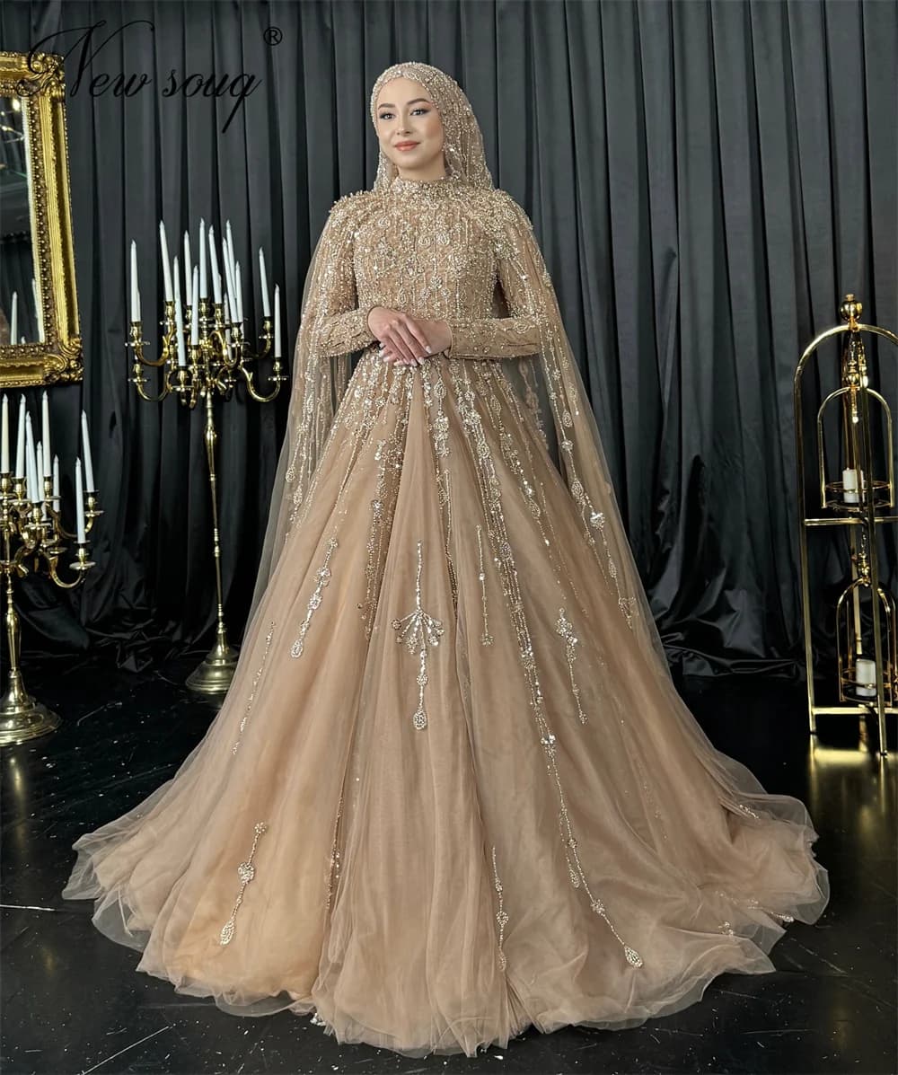 Middle East Long Sleeves Evening Dresses Customized Beaded Sequins Prom Dress For Women Wedding Party Gowns Vestidos De Cóctel