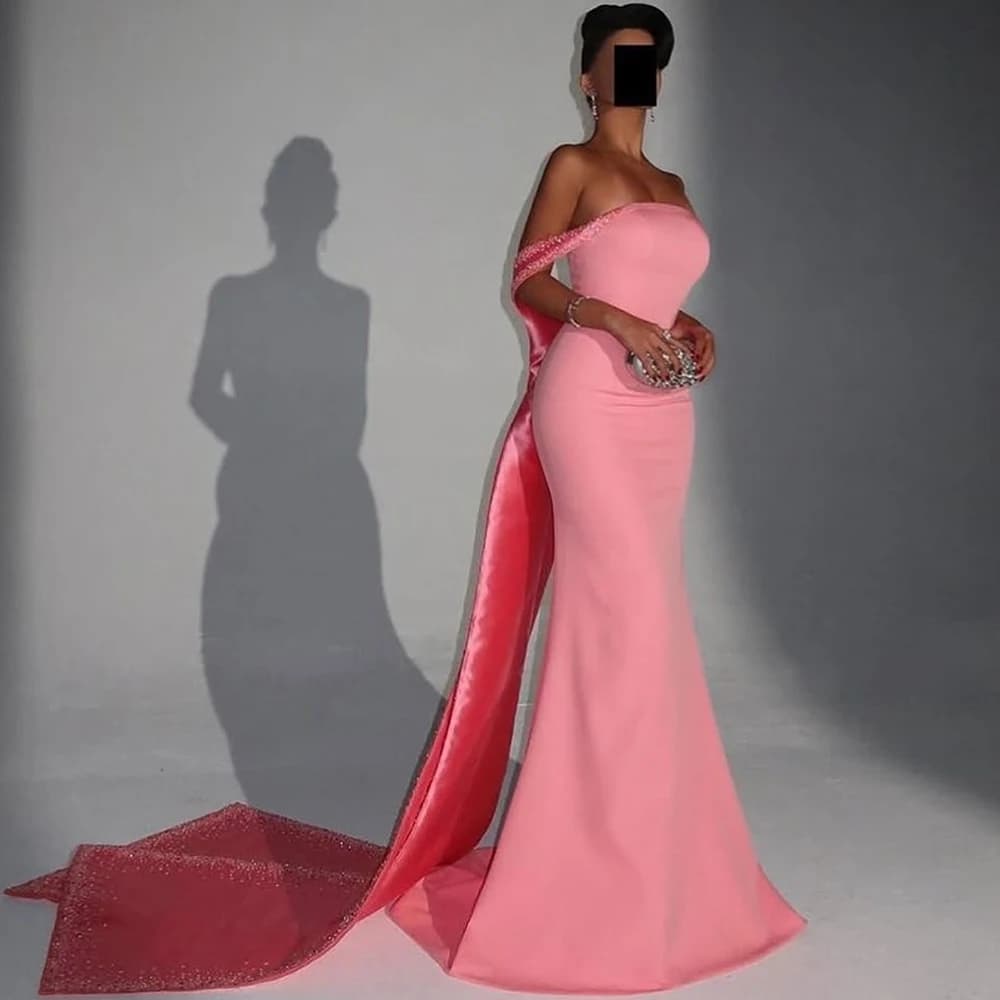 Mermaid Customized Jersey Evening Dress Saudi Style Prom Dresses Exquisite Crystal Celebrity Gowns for Special Party