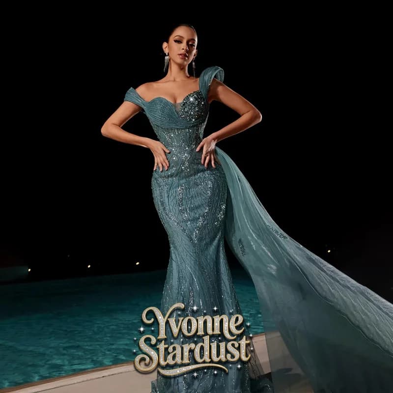 Yvonne Luxury Exquisite Shiny Women's Formal Evening Gown Custom Mermaid Party Dress Chiffon Sweetheart Prom Dress for Special