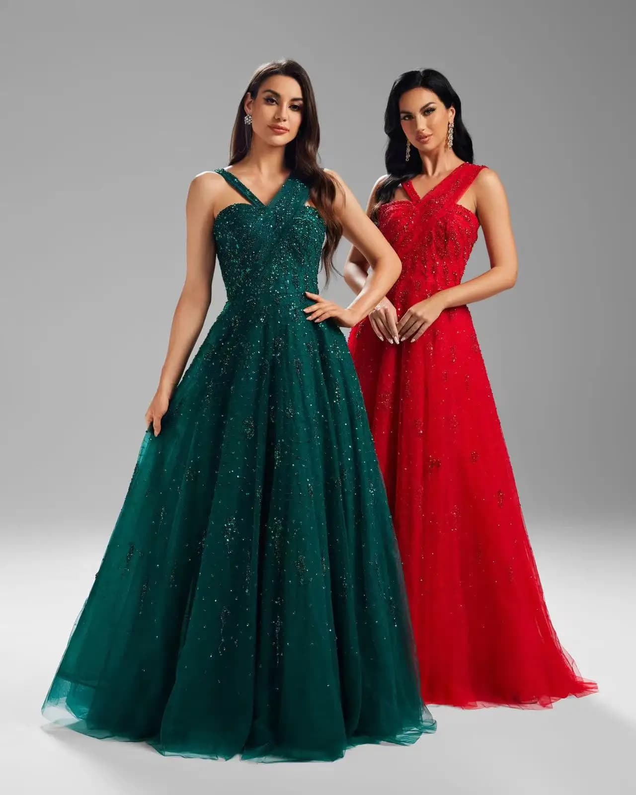 Shalimar Zhang Green Evening Dresses O-Neck Luxury Gowns Fashion Ladies Customized