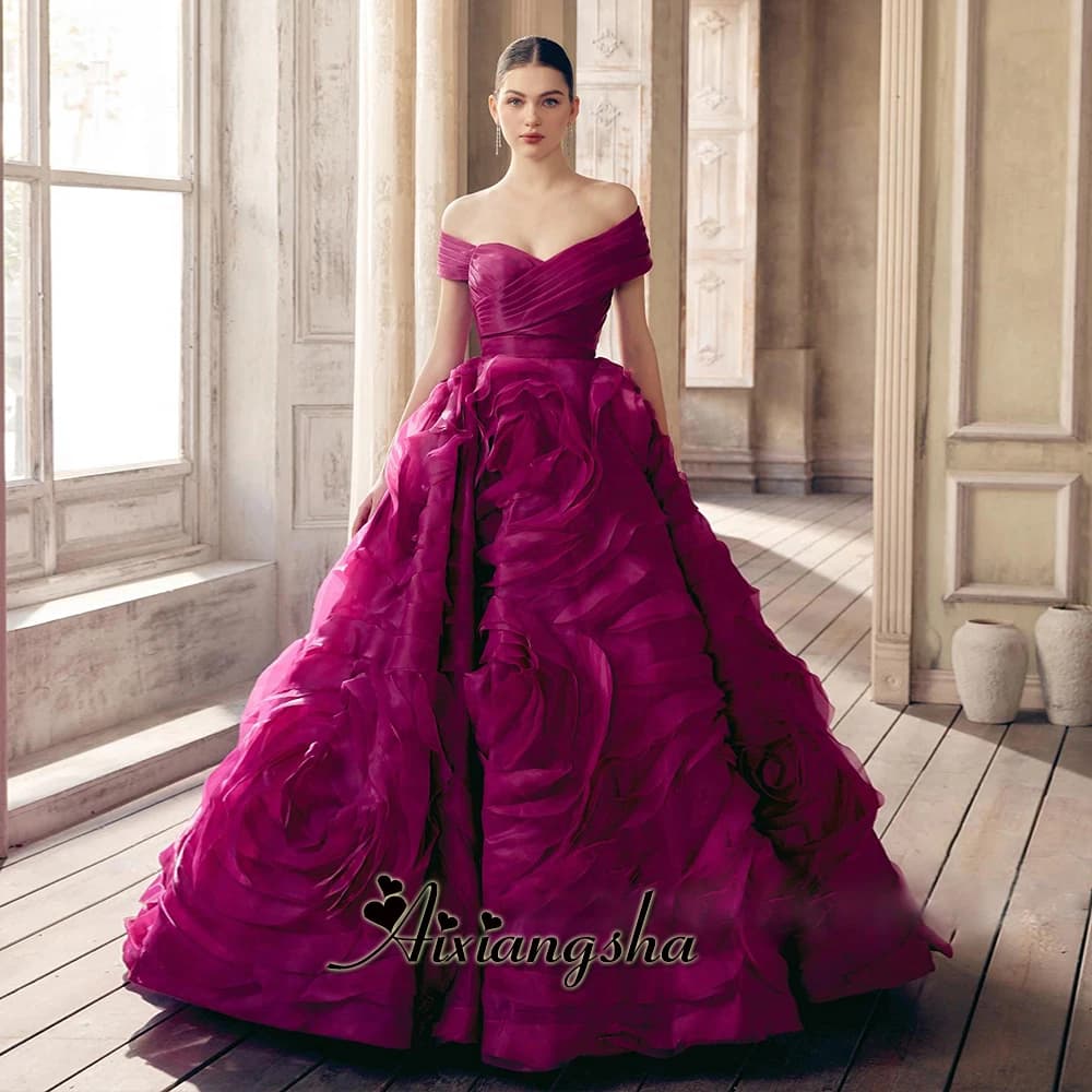 Aixiangsha Fashionable Tulle Pleat Evening Dress for Women Aline Zipper Saudi Arabric Robe De Soiree Noche Fiesta Customized