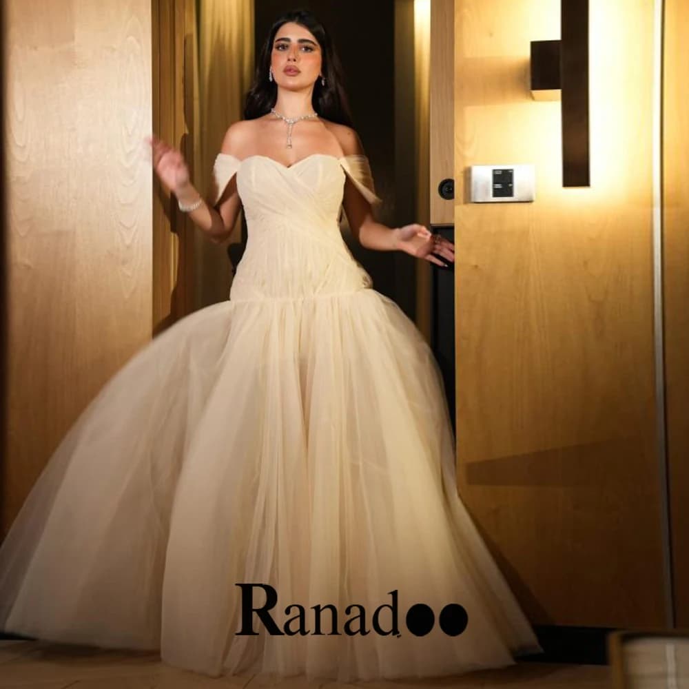 Ranadoo Fancy Off The Shoulder Corset Evening Dress Aline Plaeting Kuwait Dubai Vestidos De Noche Saudi Arabric Plus Customized