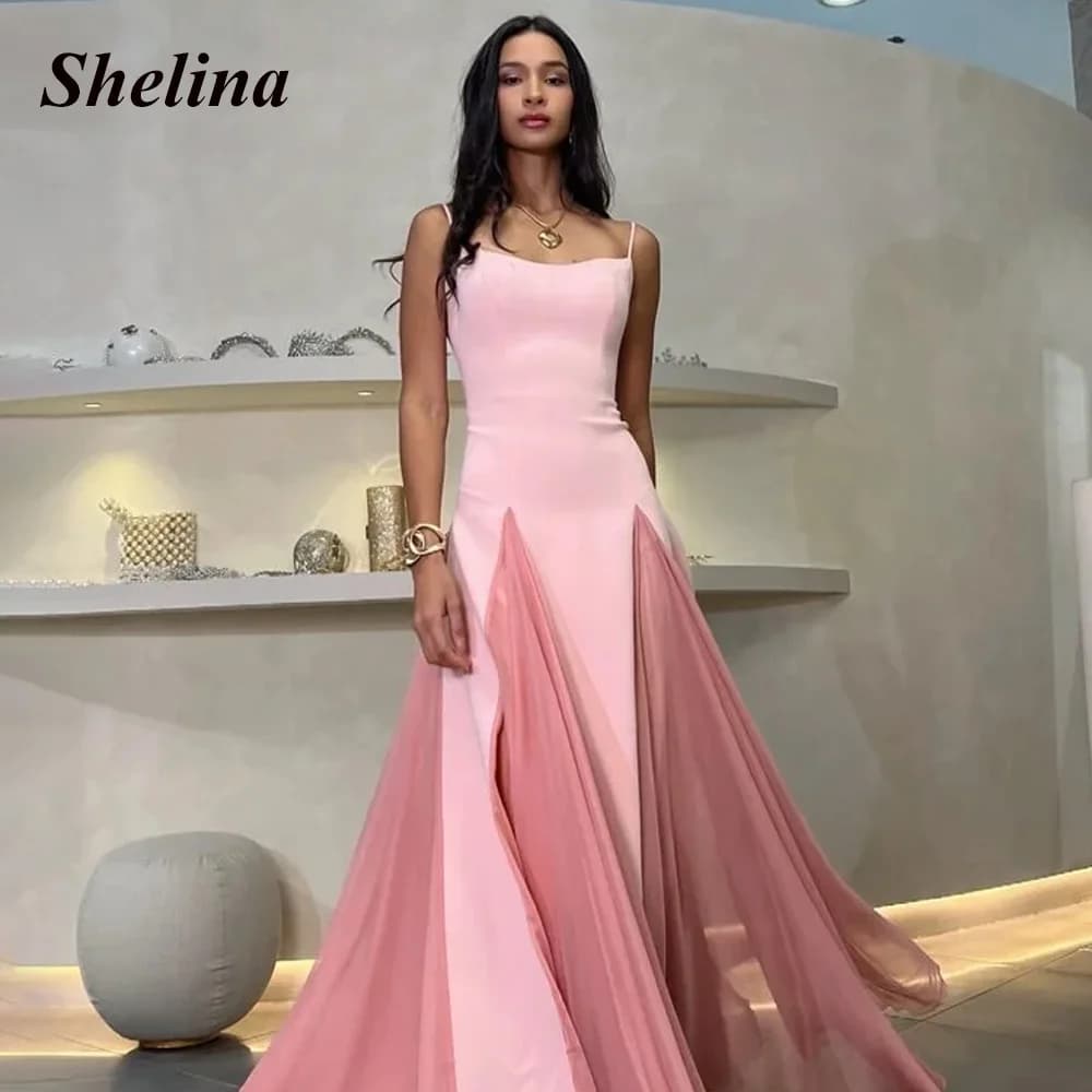 Shelina Elegant Pleat Evening Dress Mermaid Scoop Neck Spaghetti Straps Satin Special Occasion Gown Robes De Soiree Customized