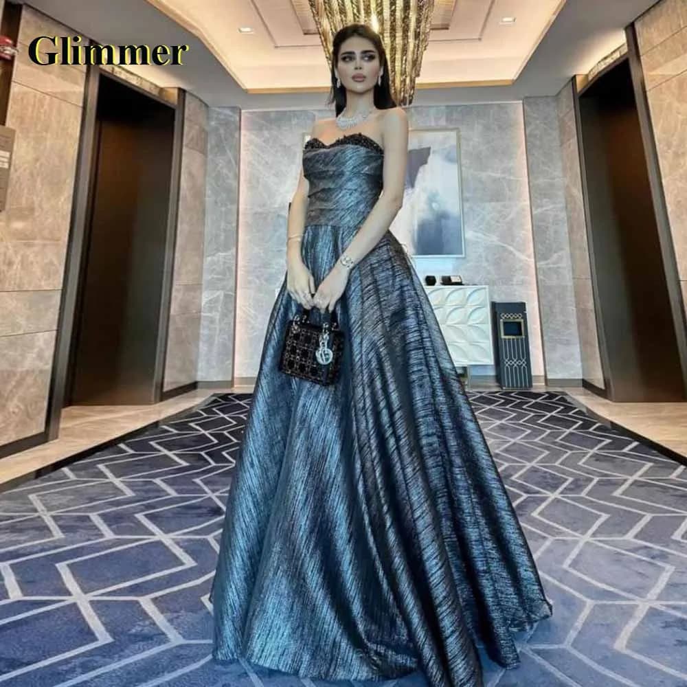 Glimmer Charming A-line Evening Dress Pleat Sleeveless Appliques Sweetheart Young Girls Dresses Formal Party Gown Customized