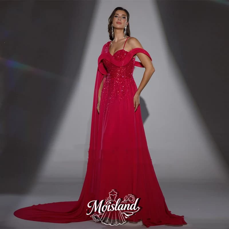 MOISLAND Customized Fashion One-shoulder Evening Dress Rhinestones Sweetheart Pleat Mermaid Formal Party Gown Vestidos De Festa