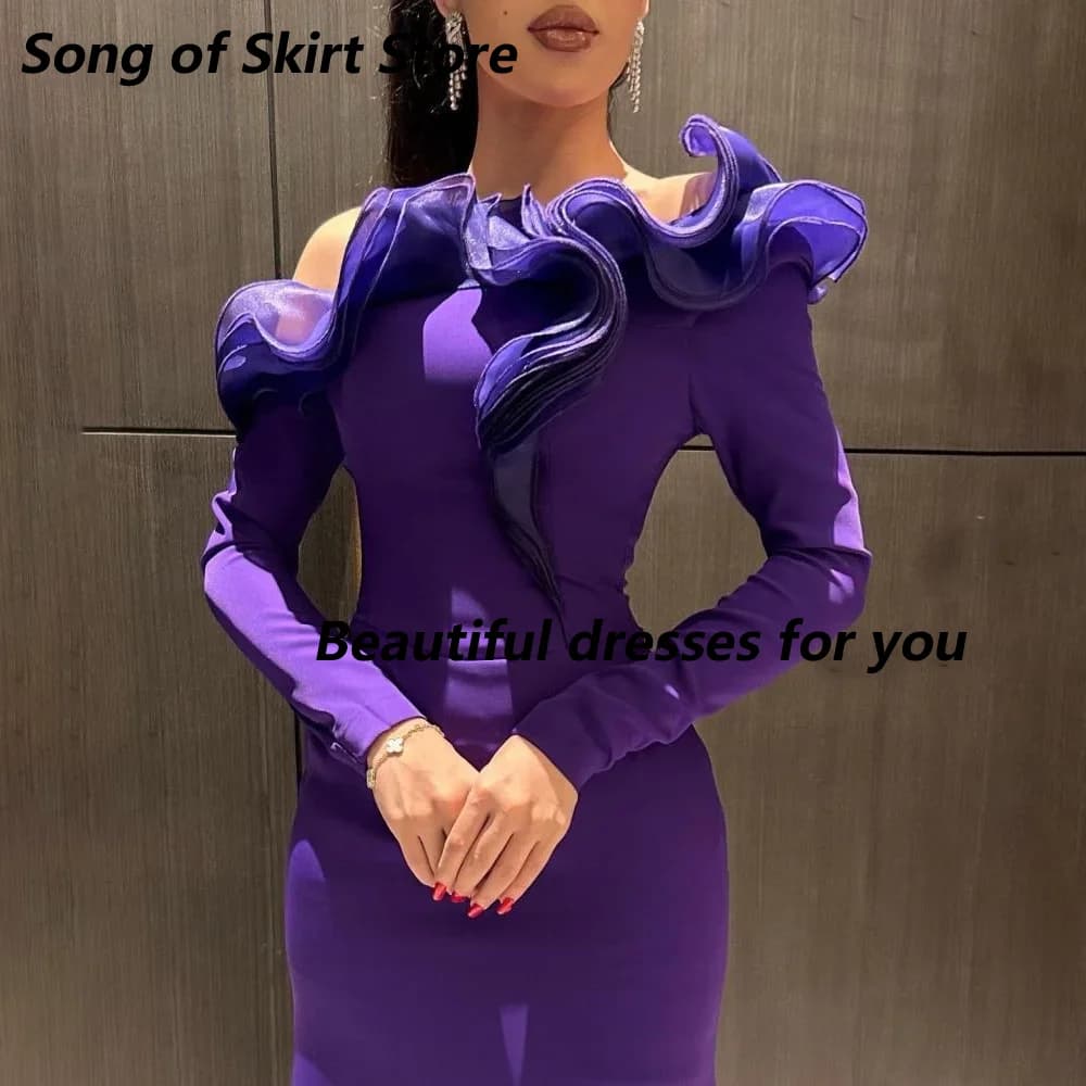 Purple Evening Dress for Women Off Shoulder Pleat Floor Length Mermaid Prom Gown Saudi Arab Formal Dresses Customized