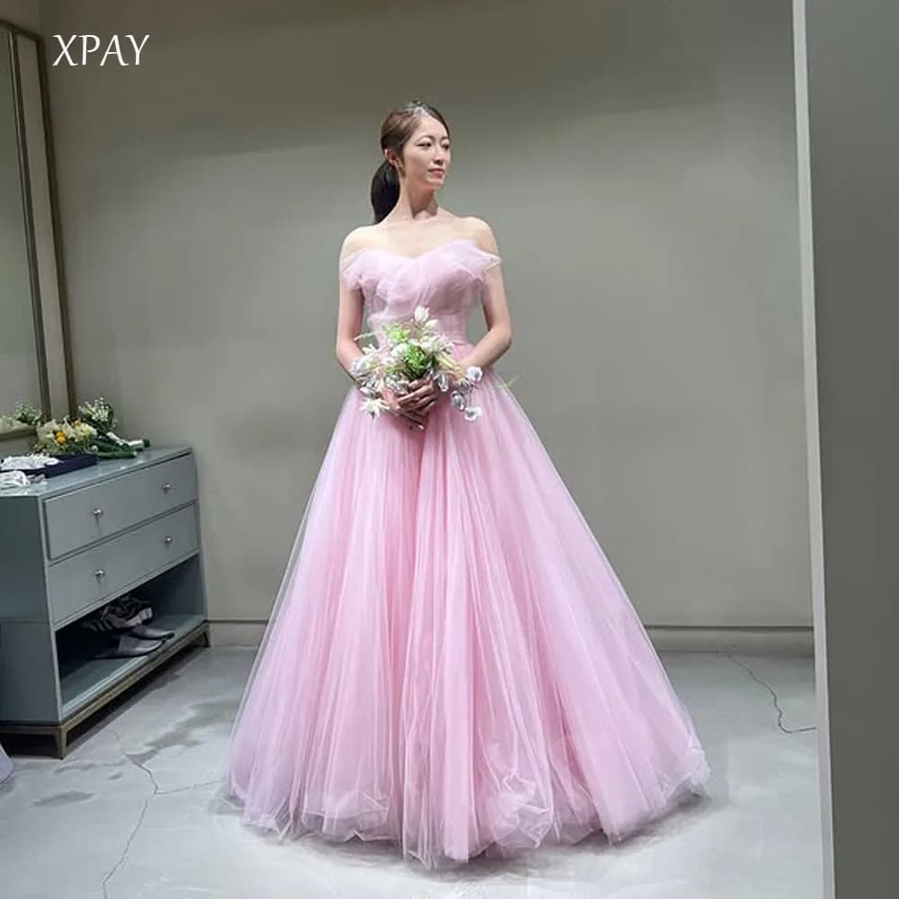XPAY Special Ruffle Strapless Evening Dresses Korean Photo Shoot A Line Bridal Gown Wedding Snap Dresses 2026 Customized