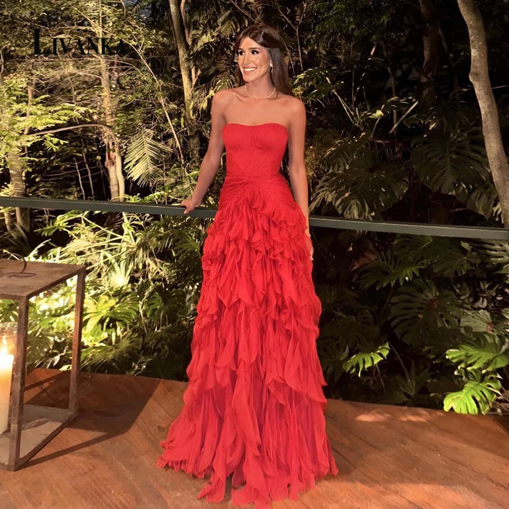 LIVANKA Strapless A-Line Lace Prom Dress Detachable Shawl Customized Party Dress Floor-Length Zipper Evening Dresses Plus Size