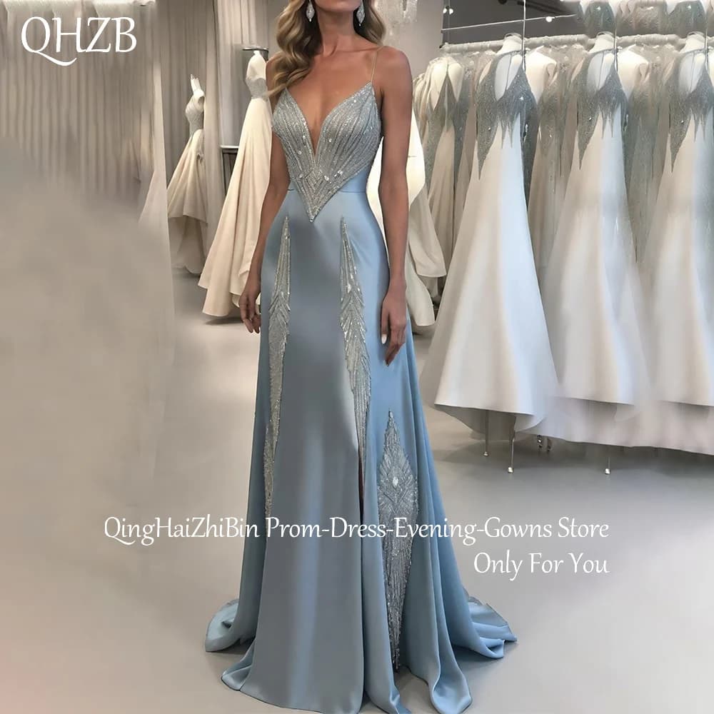 Customized Luxury Beads Long Evening Dresses for Special Occasions Spaghetti Strap Floor-Length A-Line Women Party Dress 2025