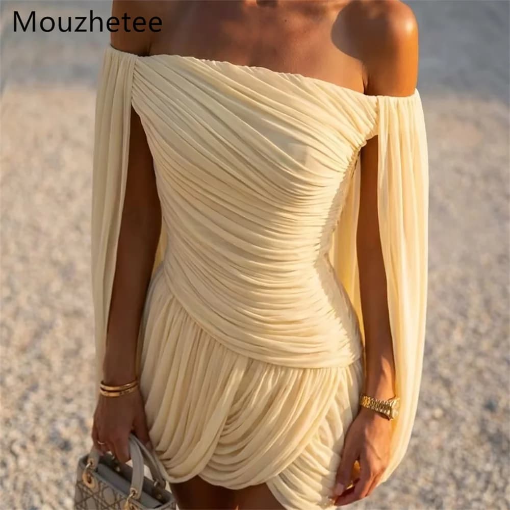 Mouzhetee A-Line Off The Shoulder Simple Evening Dresses Formal Dresses for Women Elegant Mini Prom Gowns Custom Made 2026