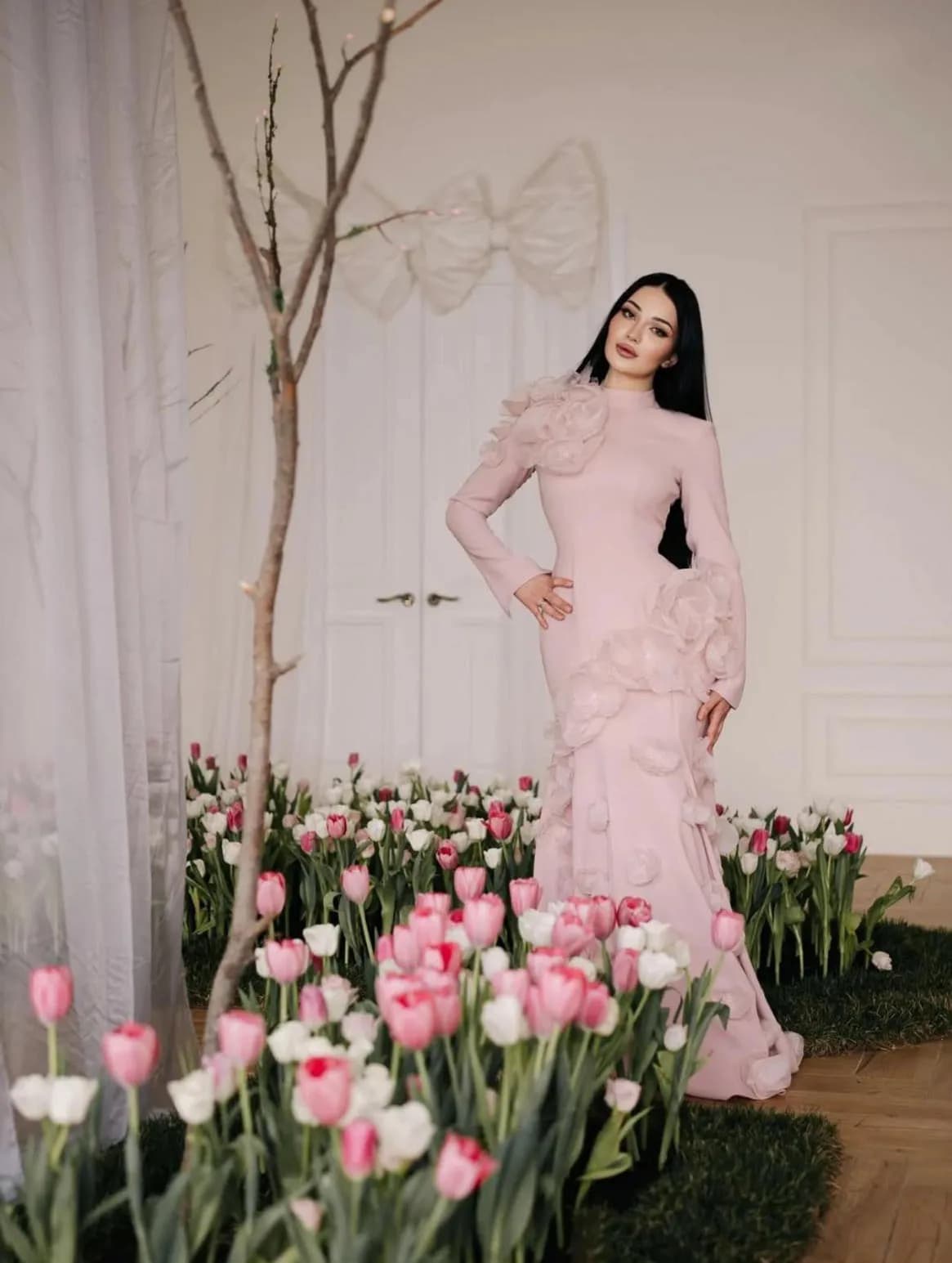 3D Three-Dimensional Flowers Evening Dresses For Women Luxury Long Sleeves Prom Gowns Banquet Vestidos De Novias Customized 2026
