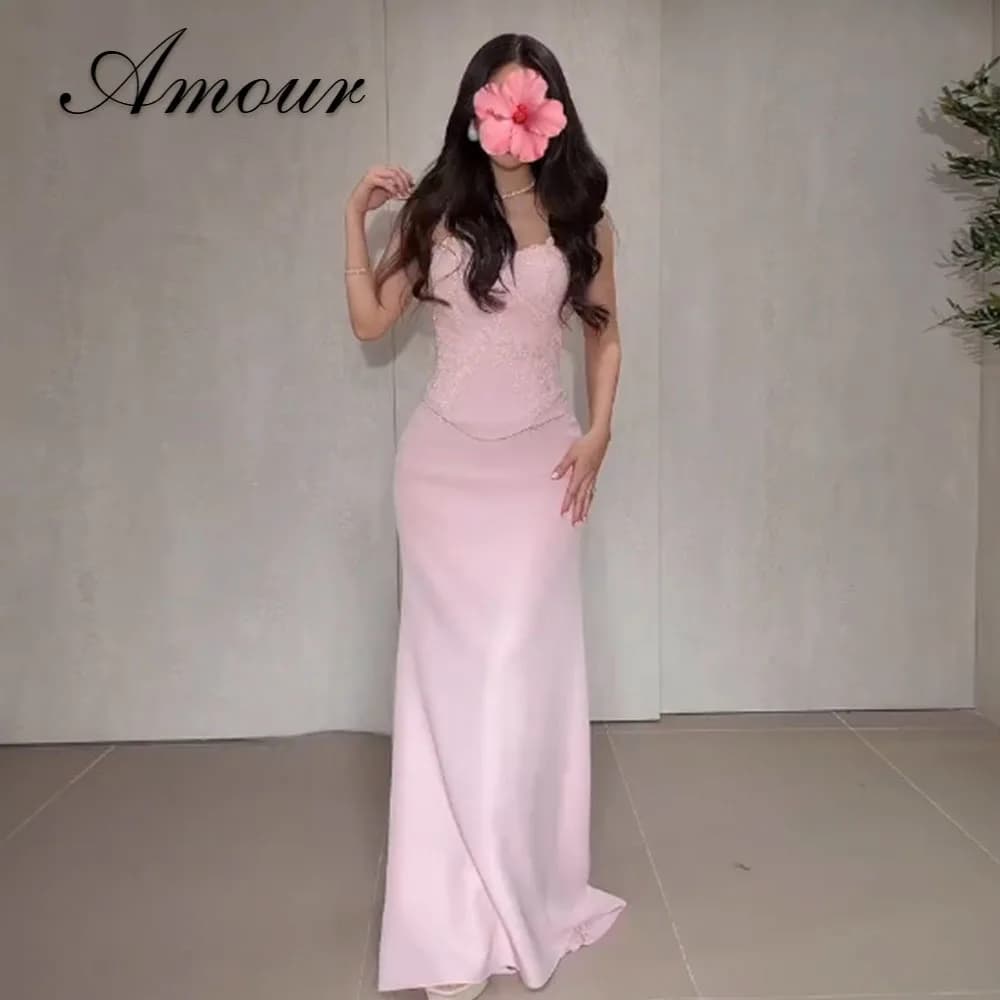 Amour Mermaid Sweetheart Evening Dresses Floor-length Sleeveless Lace Saudi Luxury Kuwait Formal Party Prom Gowns 2026