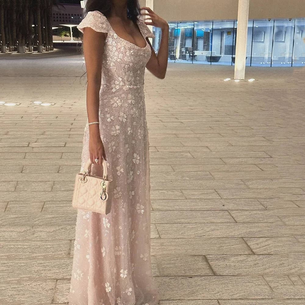 Customized Scoop Neck Tulle Straight Formal Evening Dress Off the Shoulder Backless Sleeveless Floor Length Party Prom Gowns