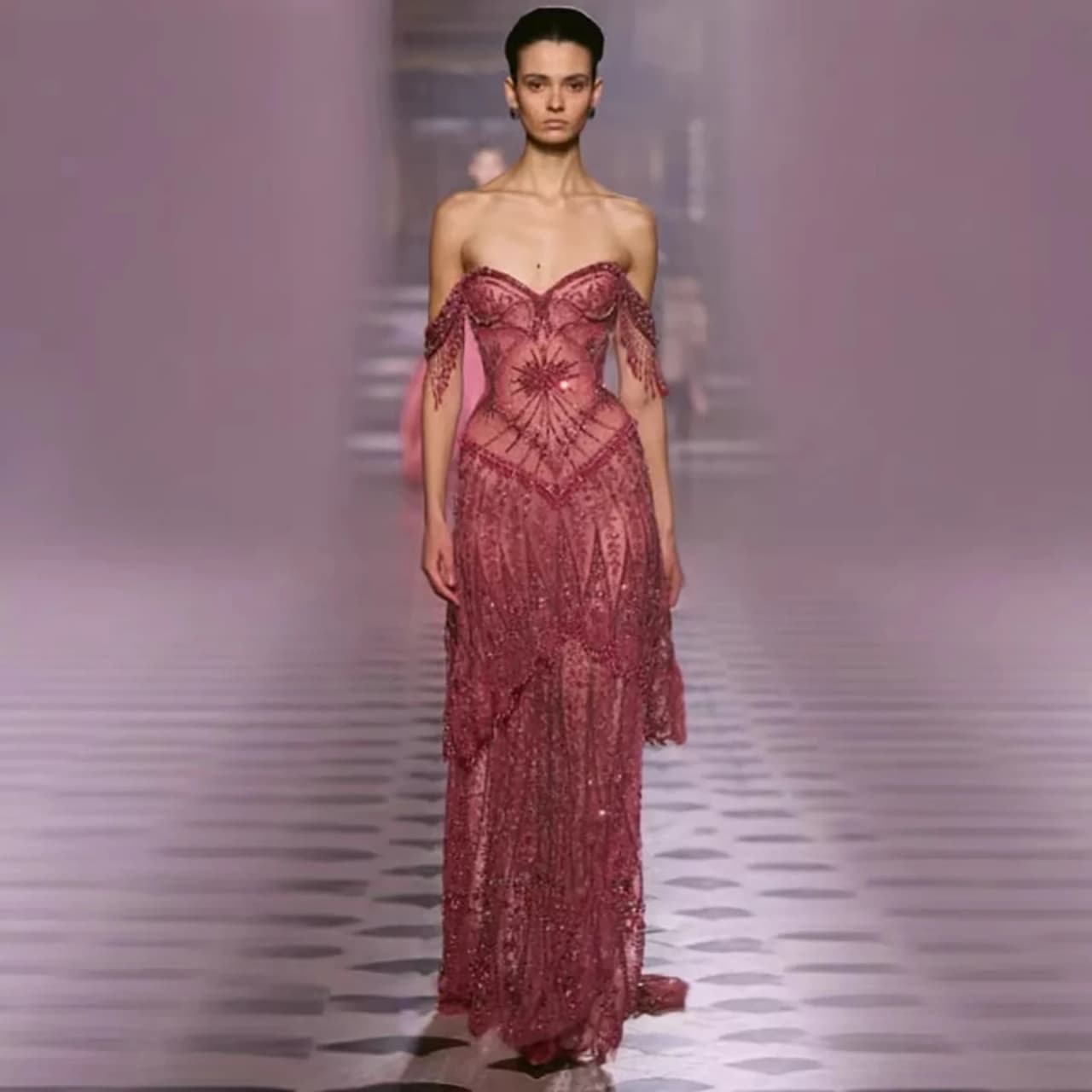 Wasisi 2026 Luxury Fuchsia Arabic Beaded A-Line Evening Dress With Tassels For Formal Wedding Party ELA73594 Customized