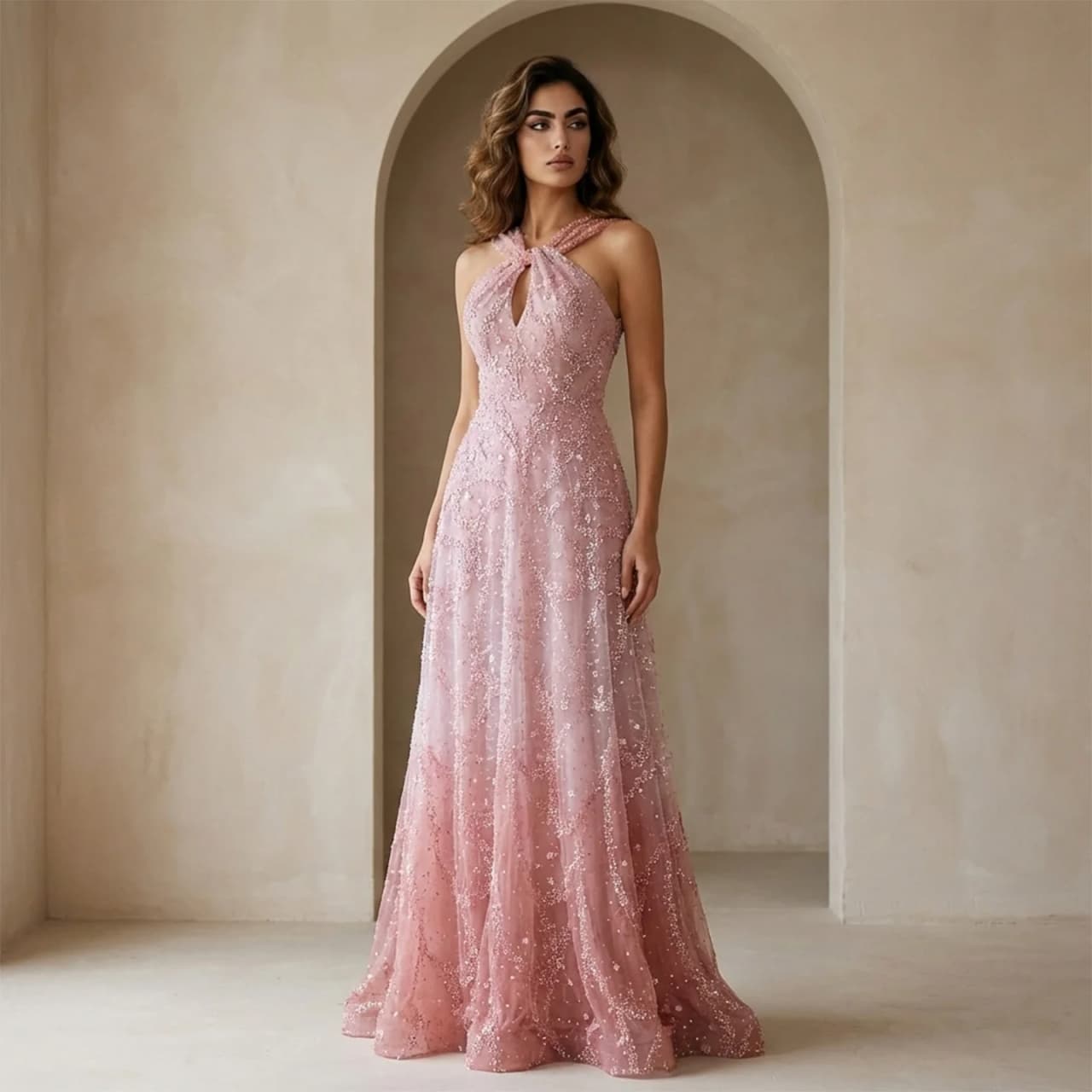 Sharon Happy Elegant A Line Evening Dresses Criss-cross Luxury Beaded Women's Formal Wedding Guest Party Gowns Customized