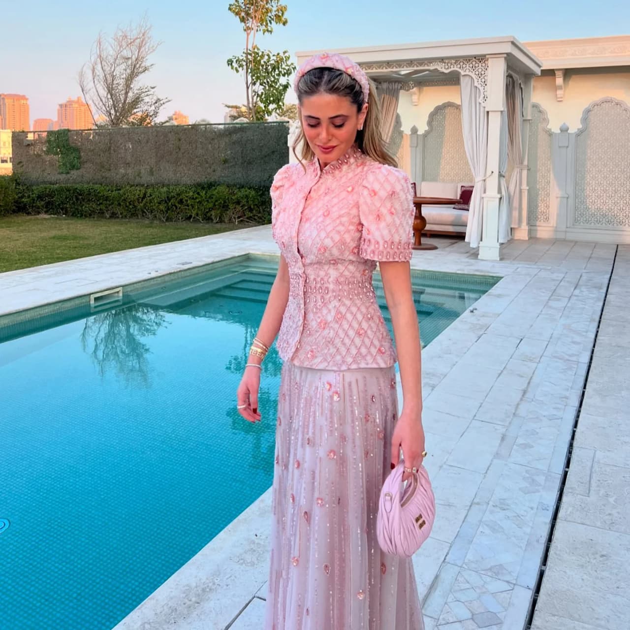 Sharon Said Luxury Pink Crystal Dubai Two Pieces Evening Dress 2026 for Women Long Wedding Prom Party Gowns SS546 Customized