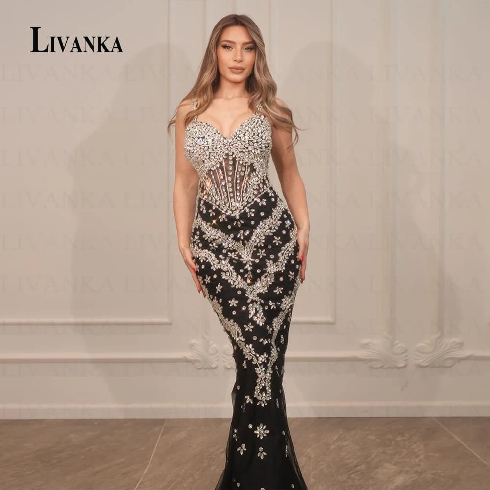 LIVANKA Luxurious Mermaid Evening Dress for Woman Corset Special Event Dress Saudi Arabric Vestido de Graduacion Customized