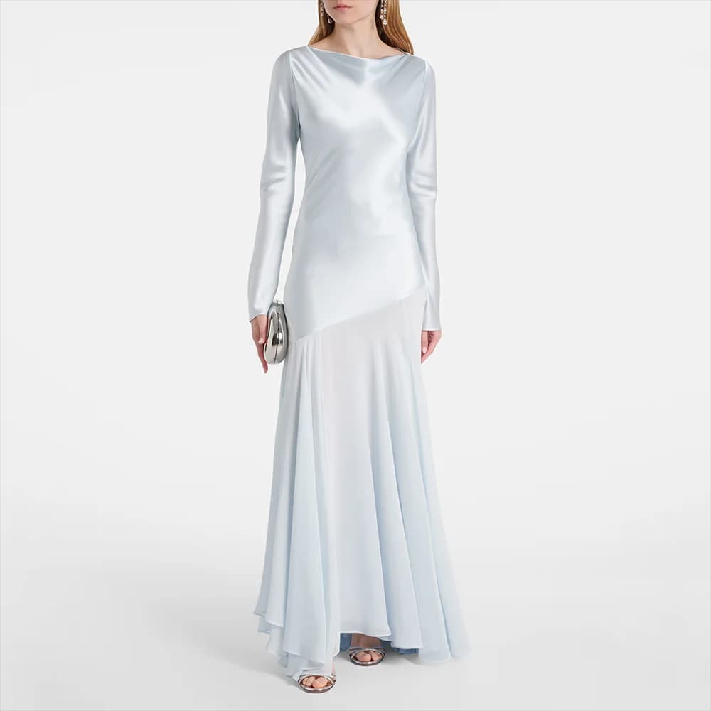 Customized Simple Evening Dresses Boat Neck Long  Sleeves Elegant Formal Occasion Prom Gowns 2026 Long Sleeves Prom Dresses