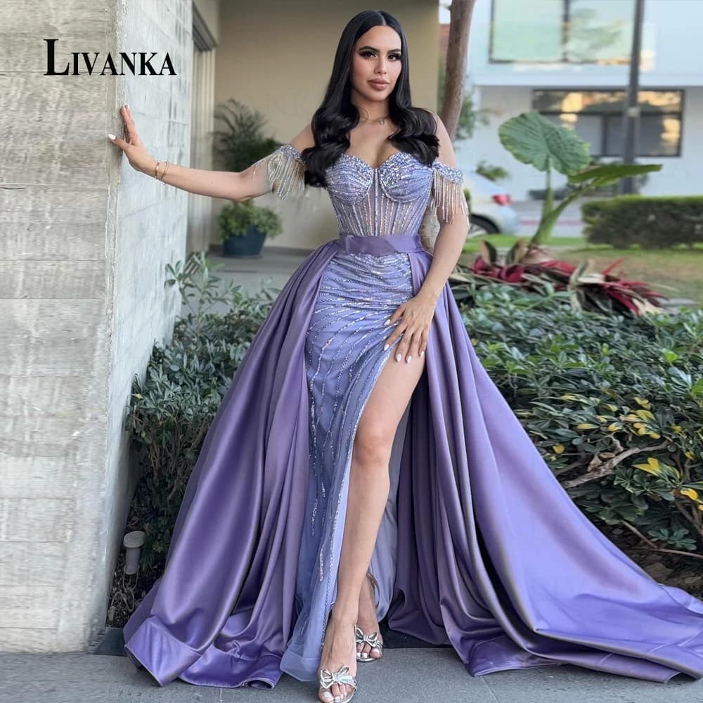 LIVANKA Trendy Mermaid Evening Dress for Woman Off the Shoulder Special Event Dress Saudi Arabric Vestido de Gala Customized