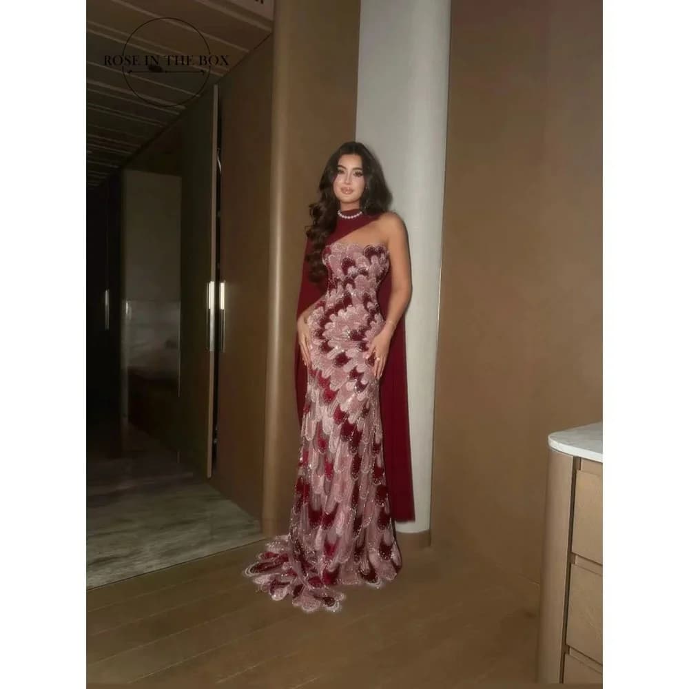 Customized Colorful Exquisite Peacock Mermaid Prom Party Dress Strapless vestidos de noche Floor-length Evening Dresses 2026