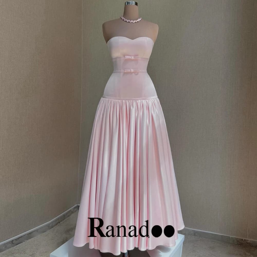 Ranadoo Customized Evening Luxury Party Dresses Dubai Vintage Pink Satin Strapless Formal Occasion Ball Prom Gowns 2026
