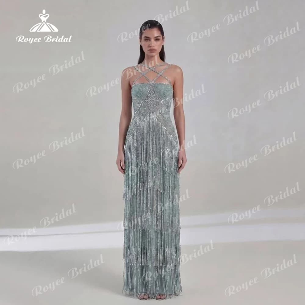 Edgy Evening dresses 2026 Beaded Tassel Hem Criss Strapss  فستان سهرة نسائي luxury women's formal evening gowns Customized